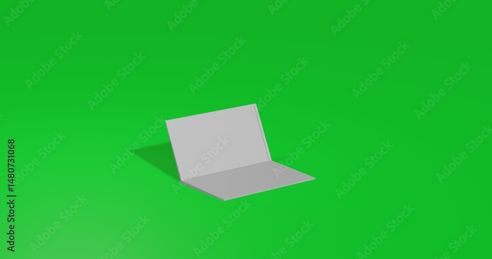 Poster isolated realistic white notebook symbol front view with shadow. 3d illustration on green chroma key