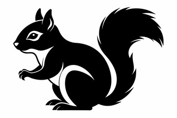 squirrel silhouette line art vector illustration with a white background