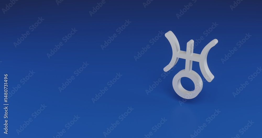 Poster isolated realistic white astrological uranus symbol with shadow. located on the right side of the sc
