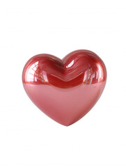 Fototapeta premium A shiny, smooth, and symmetrical pink and red heart with reflections, floats centered on a white background to represent love and affection conceptually.