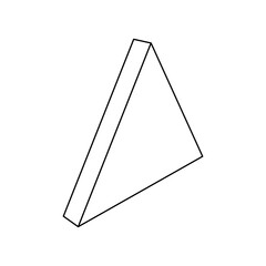 The outline of a large triangle symbol is made with black lines. 3D view of the object in perspective. Vector illustration on white background