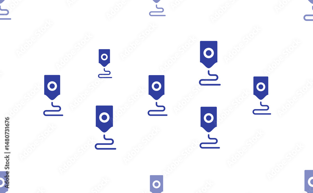Poster seamless pattern of large isolated blue 3d printer symbols. the pattern is divided by a line of elem