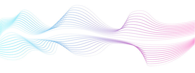Abstract gradient colorful wave line element. Vector wave with blend lines . Curved wavy line, smooth band. Dynamic sound wave. Digital frequency track equaliser