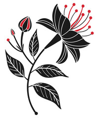 Stylized black and red flower art