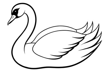 swan silhouette line art vector illustration with a white background