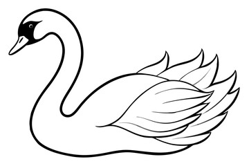 swan silhouette line art vector illustration with a white background