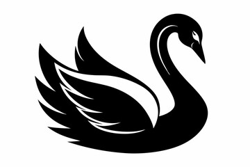 swan silhouette line art vector illustration with a white background