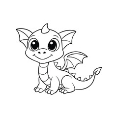Cute Baby Dragon Ready to Be Colored	