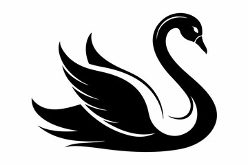 Fototapeta premium swan silhouette line art vector illustration with a white background