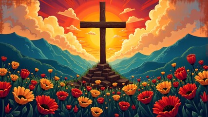 Independence Day  (Paraguay)   sale banner design free space in the center. Mexican muralists style
