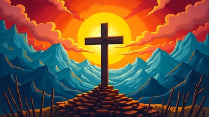 Independence Day  (Paraguay)   sale banner design free space in the center. Mexican muralists style
