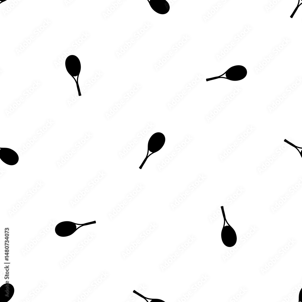 Poster seamless pattern of repeated black tennis racket symbols. elements are evenly spaced and some are ro