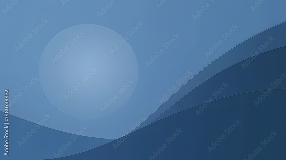 Poster muted blue abstract design with soft curves.