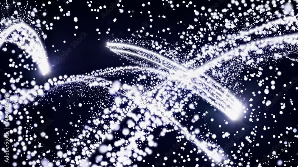Poster abstract light trails on dark background with sparkling effect