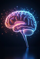 abstract brain network vibrant neural connections colorful graphic visualization mind mapping complexity, synapse, dendrite, cell, signal, activity