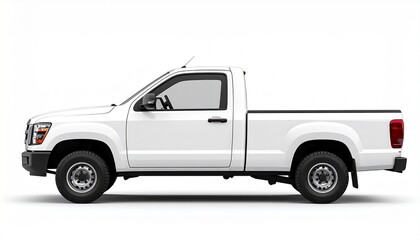 Blank White Double Cab Pickup Truck Side View Mockup