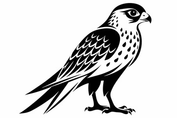 Fototapeta premium kestrel silhouette line art vector illustration with a white background