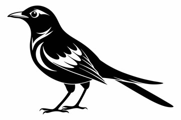 mockingbird silhouette line art vector illustration with a white background