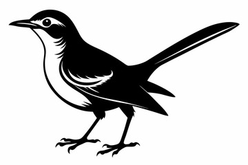 mockingbird silhouette line art vector illustration with a white background
