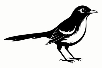 mockingbird silhouette line art vector illustration with a white background