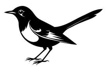 mockingbird silhouette line art vector illustration with a white background