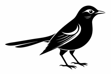 mockingbird silhouette line art vector illustration with a white background