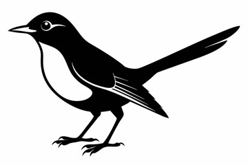 mockingbird silhouette line art vector illustration with a white background