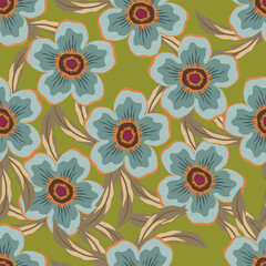 Beautiful Peonies. Seamless floral pattern. Flower Vintage background. Vector illustration. Gold foil and deep green. Template for textiles, wallpaper, paper.