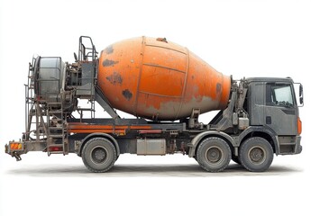 Modern cement mixer trailer isolated on white background, studio shot