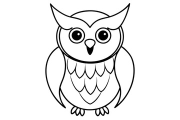 owl silhouette line art vector illustration with a white background