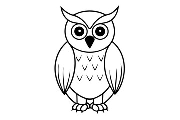 owl silhouette line art vector illustration with a white background