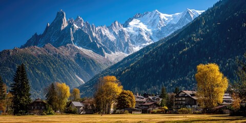 Alpine Village Beneath Majestic Peaks