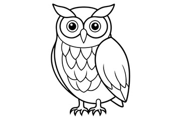 owl silhouette line art vector illustration with a white background