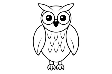 owl silhouette line art vector illustration with a white background