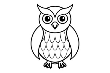 owl silhouette line art vector illustration with a white background