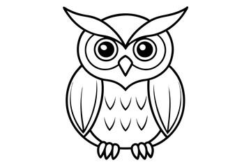 owl silhouette line art vector illustration with a white background