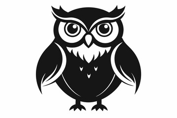 owl silhouette line art vector illustration with a white background