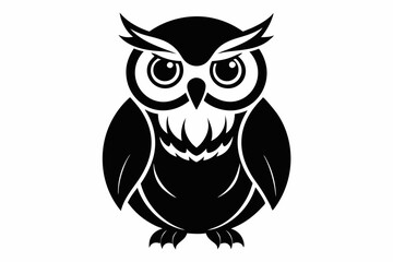 owl silhouette line art vector illustration with a white background