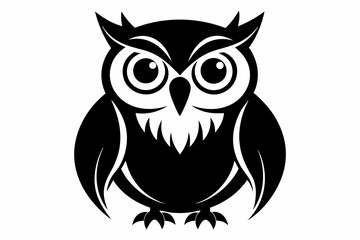 owl silhouette line art vector illustration with a white background