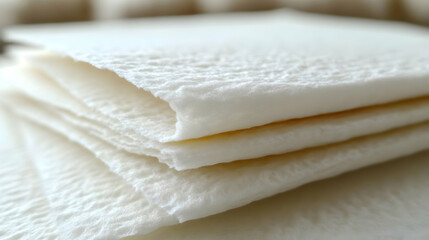Close-Up of a Stack of Soft White Paper Napkins