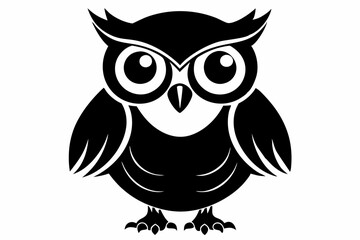 owl silhouette line art vector illustration with a white background