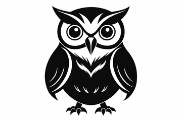 owl silhouette line art vector illustration with a white background