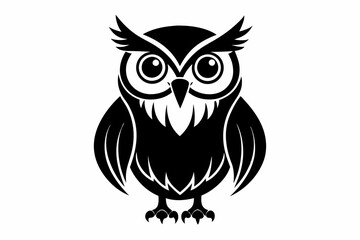 owl silhouette line art vector illustration with a white background
