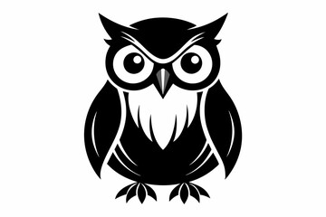owl silhouette line art vector illustration with a white background