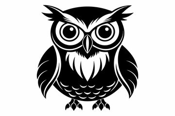 owl silhouette line art vector illustration with a white background