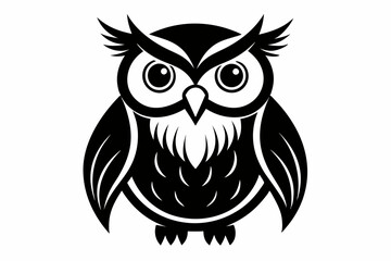 owl silhouette line art vector illustration with a white background