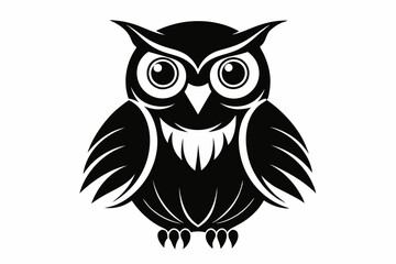 owl silhouette line art vector illustration with a white background