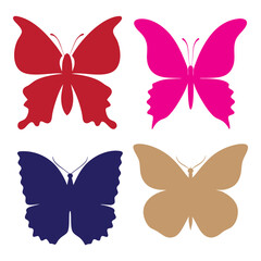 contrast butterfly silhouettes color vector illustration on white background 