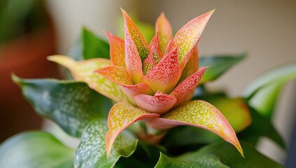Colorful Bromeliad Indoor Bloom.