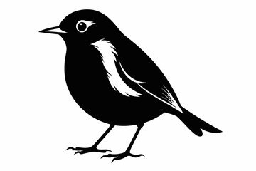robin silhouette line art vector illustration with a white background